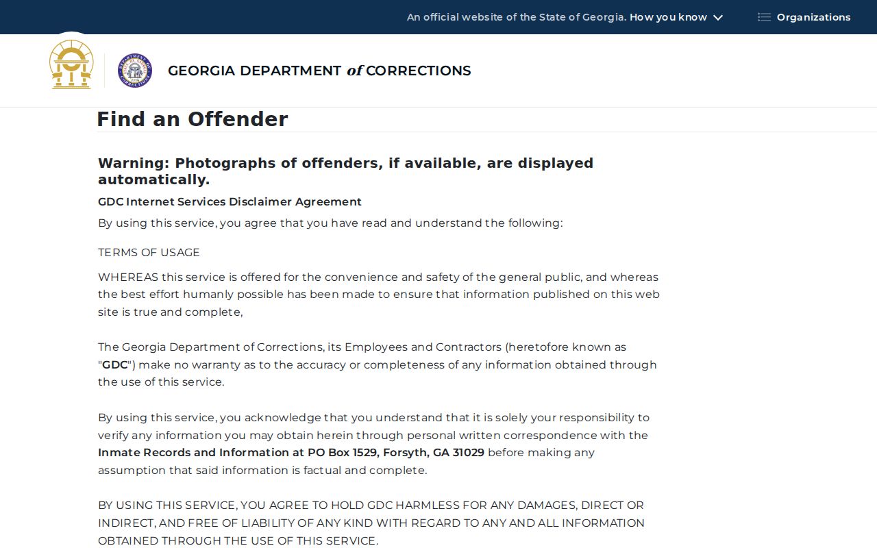 Treutlen County criminal history search through GDC offender records