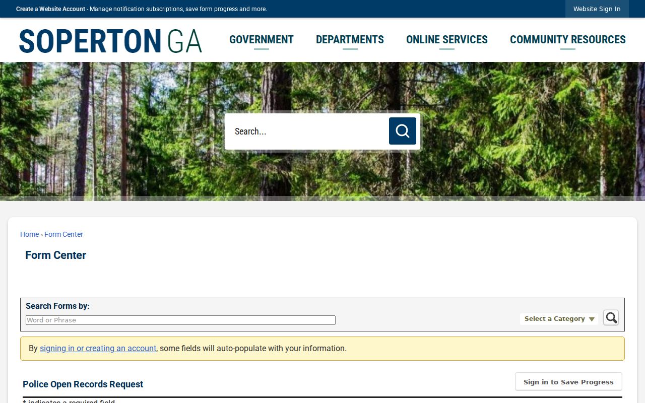 Soperton Police online open records request form