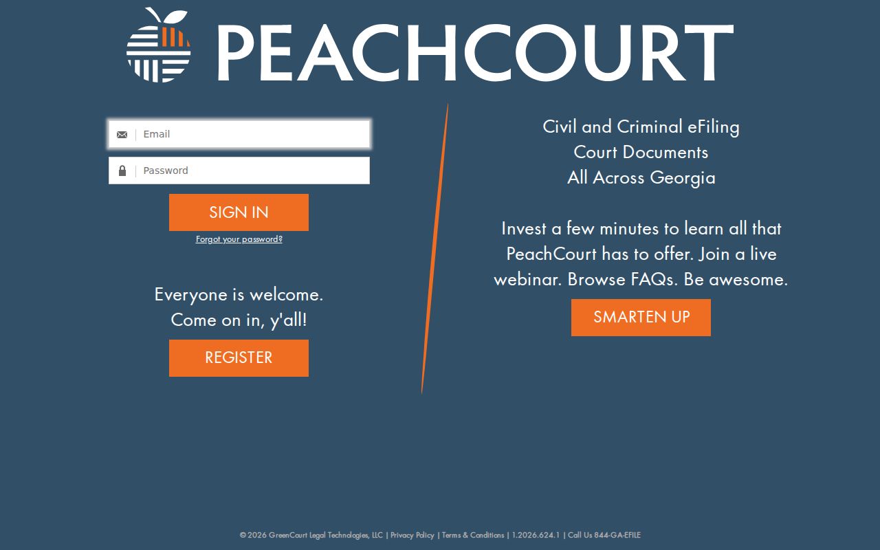 PeachCourt account access page for Treutlen County court records